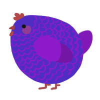 A indigo and violet chicken with a lace pattern