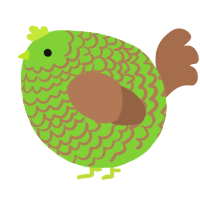 A grass and brown chicken with a lace pattern