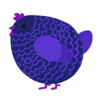 A navy and indigo chicken with a lace pattern