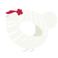 A white chicken with a bar pattern