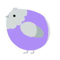 A lilac and silver chicken with a head pattern
