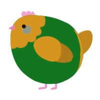 A leaf and ochre chicken with a head pattern