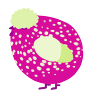 A fuchsia and apple chicken with a speckle pattern