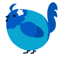 A cerulean and ultramarine chicken with a head pattern