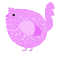 A lavender chicken with a speckle pattern
