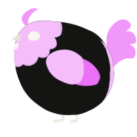 A black and lavender chicken with a head pattern