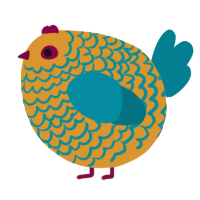 A orange and sea chicken with a lace pattern