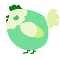 A spring and apple chicken with a head pattern