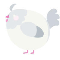 A white and mist chicken with a head pattern