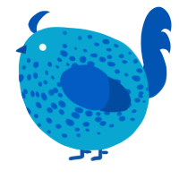 A cerulean and ultramarine chicken with a speckle pattern