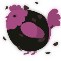 A black and plum chicken with a head pattern