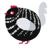 A black and mist chicken with a bar pattern