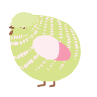 A lemon and rose chicken with a bar pattern