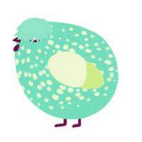 A mint and apple chicken with a speckle pattern