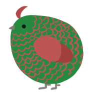 A viridian and red chicken with a lace pattern