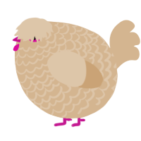 A beige chicken with a lace pattern