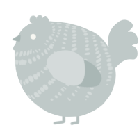 A silver chicken with a bar pattern