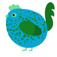 A cerulean and leaf chicken with a speckle pattern
