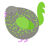 A ash and grass chicken with a speckle pattern