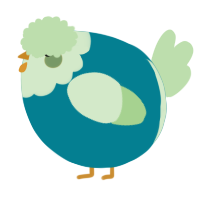 A sea and gluppy chicken with a head pattern