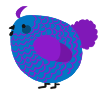 A sapphire and violet chicken with a lace pattern