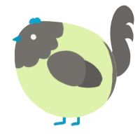 A apple and grey chicken with a head pattern
