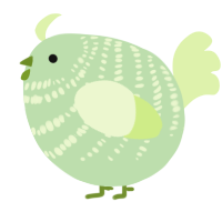A gluppy and apple chicken with a bar pattern