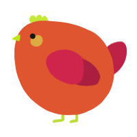 A vermilion and crimson chicken