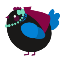 A sable and sapphire chicken with a neck-band pattern