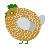 A ochre and silver chicken with a lace pattern