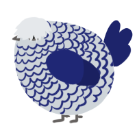 A mist and navy chicken with a lace pattern
