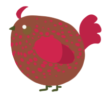 A russet and crimson chicken with a speckle pattern