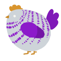 A mist and violet chicken with a bar pattern