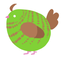 A grass and brown chicken with a bar pattern