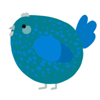 A sea and sapphire chicken with a speckle pattern