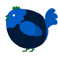 A tumblr and ultramarine chicken with a head pattern