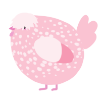 A rose chicken with a speckle pattern