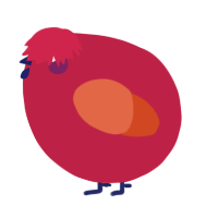 A crimson and vermilion chicken