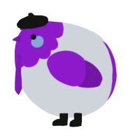 A mist and violet chicken with a head pattern