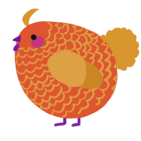 A vermilion and orange chicken with a lace pattern