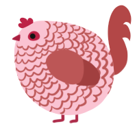 A rose and red chicken with a lace pattern