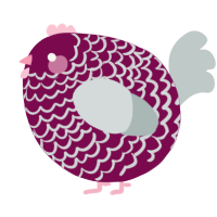 A wine and silver chicken with a lace pattern