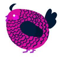 A fuchsia and tumblr chicken with a lace pattern