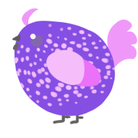 A blurple and lavender chicken with a speckle pattern