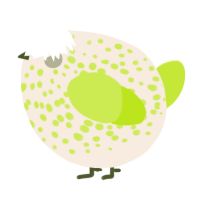 A cream and lime chicken with a speckle pattern