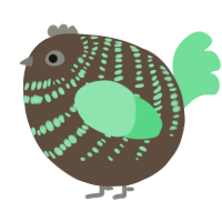 A bark and spring chicken with a bar pattern