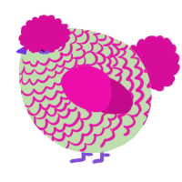 A gluppy and fuchsia chicken with a lace pattern
