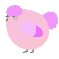 A rose and lavender chicken with a bar pattern