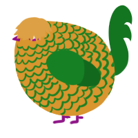 A orange and leaf chicken with a lace pattern
