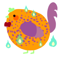 A sapphire and chartreuse chicken with a speckle pattern
